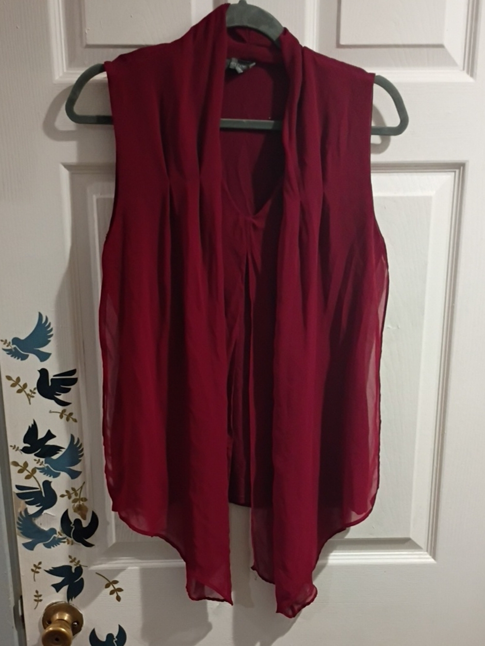 Vince Camuto Burgundy Sleeveless Chiffon Draped Camisole